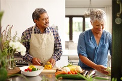 couple preparing food to eat 