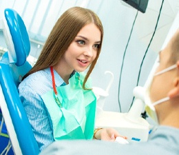 Woman at consultation for dental implants.