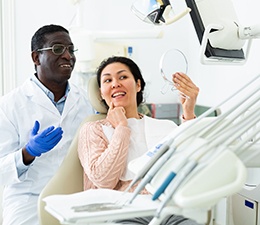 Woman smiling in the dental chair