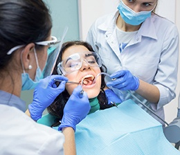 Woman getting dental work