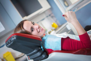 Woman in dental chair