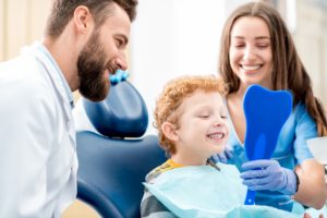 Young boy at family dentist in Waterbury.