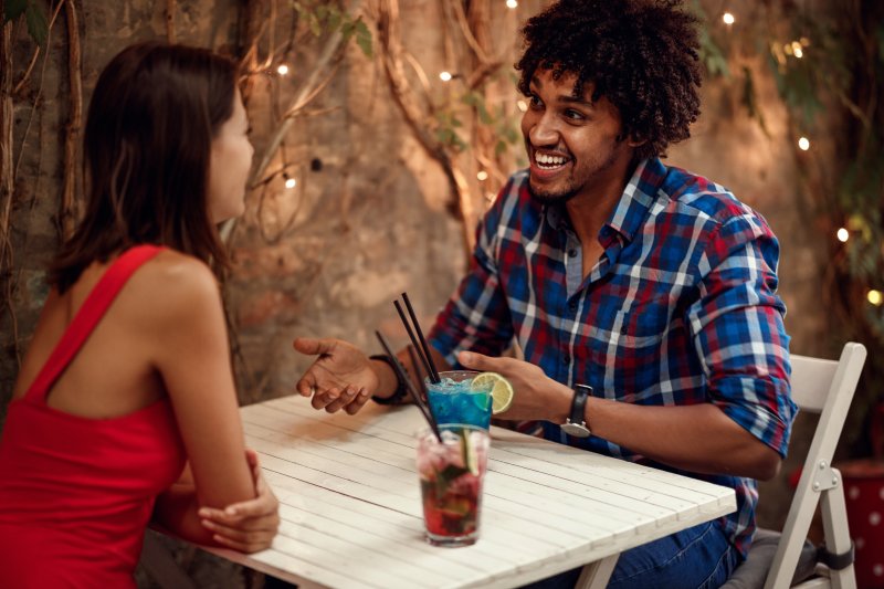 man with teeth whitening on a date in Waterbury