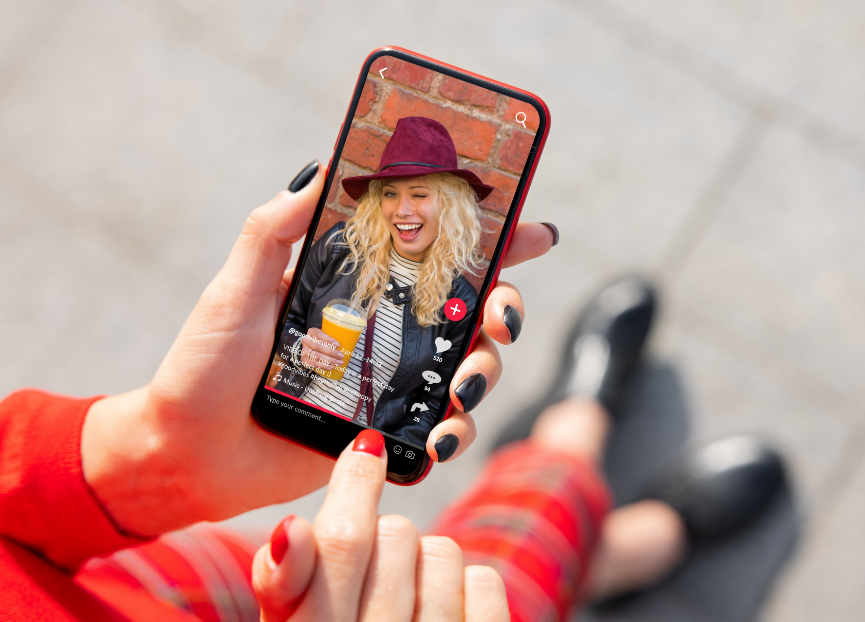 Woman watching mobile video